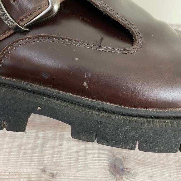 Skechers Boots Men's 10 Vintage Monk Strap 90sY2K Platform SN6909 Brown Leather - Picture 8 of 11